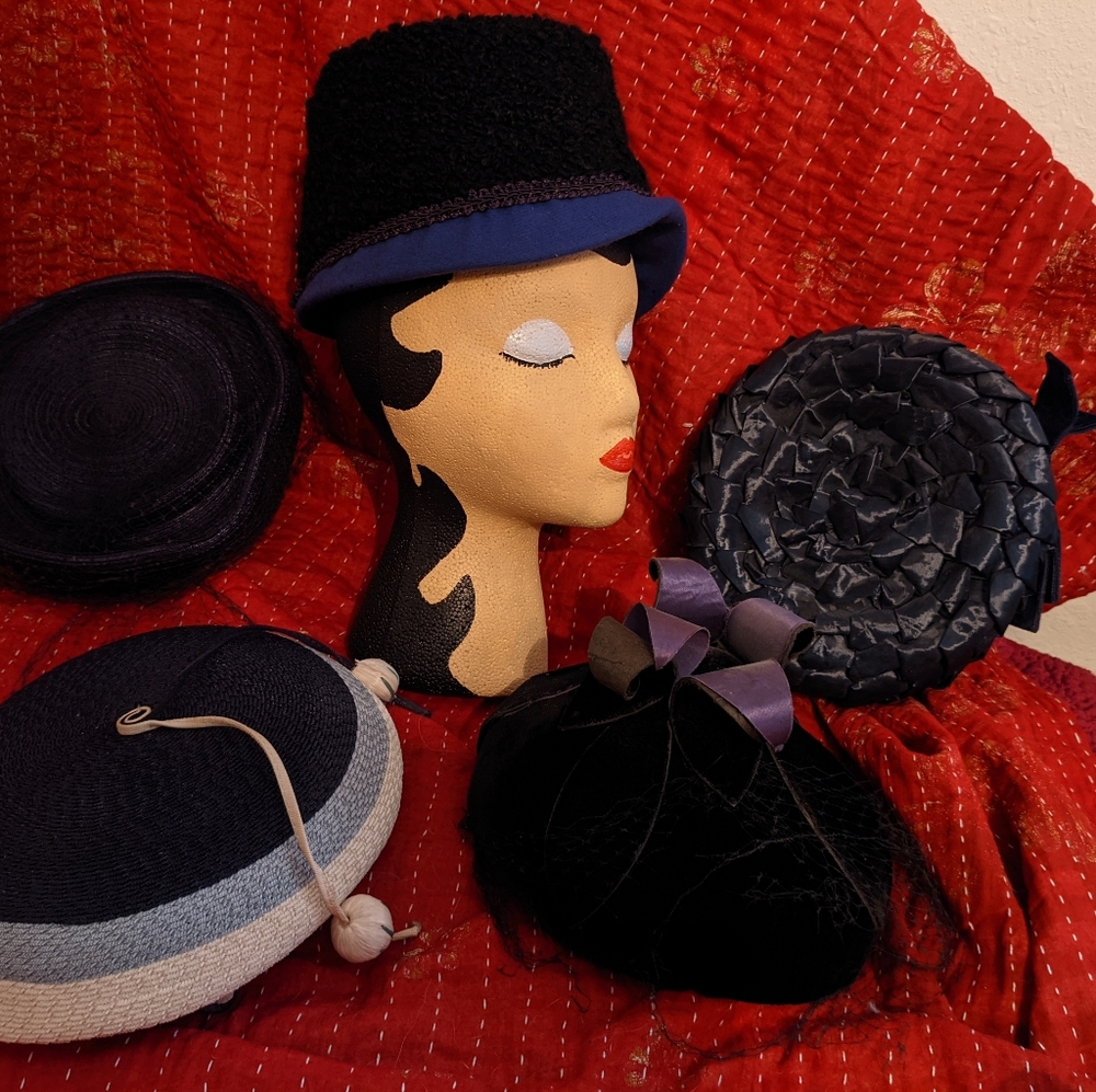 Vintage Hat Set of 5 Blues